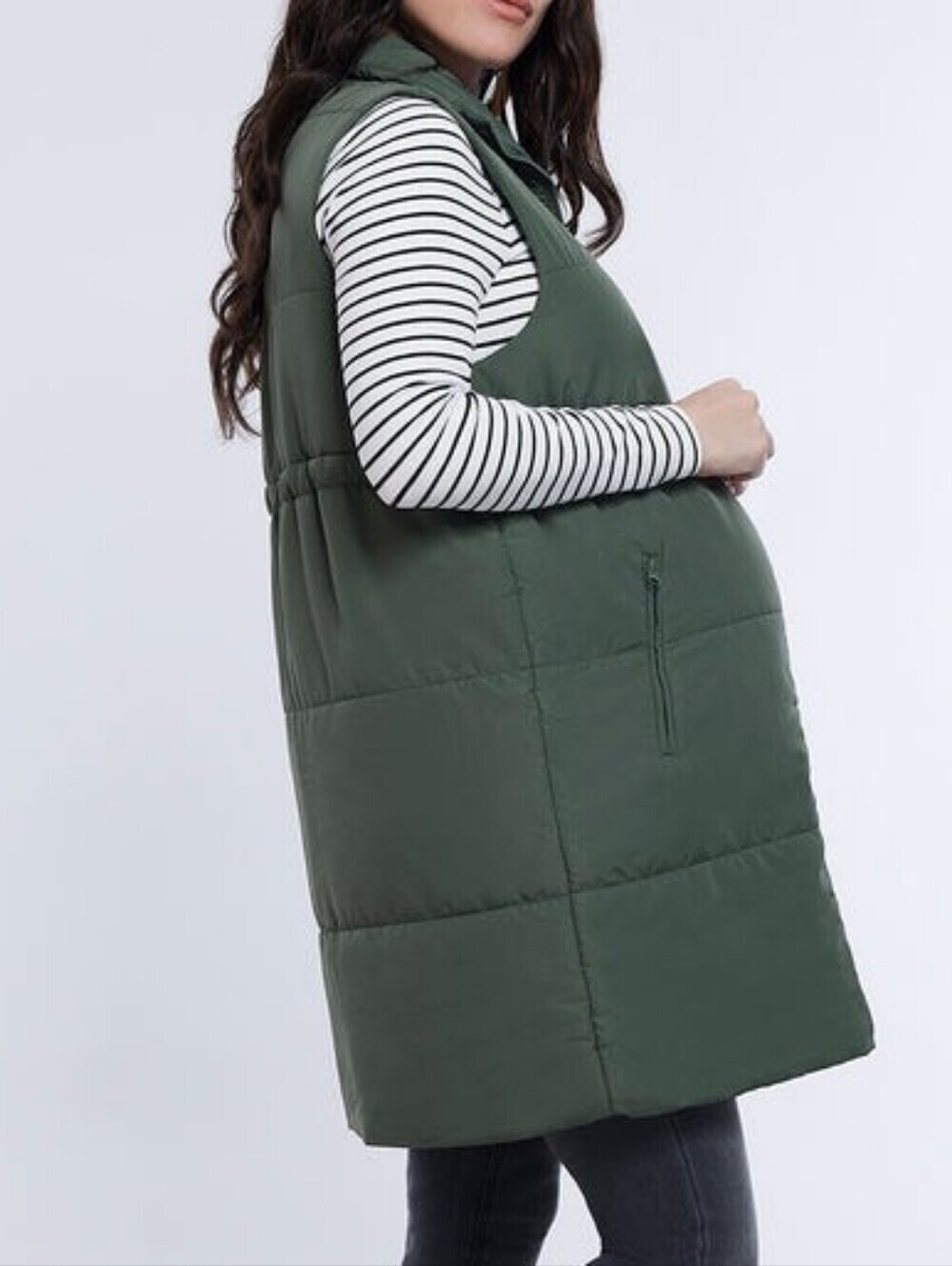 MOTHERHOOD OLIVE PUFFER VEST - Picture 4 of 10